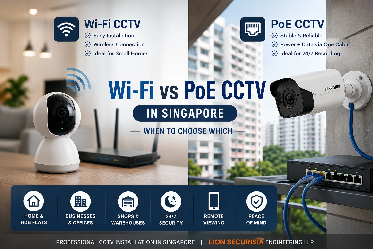 Wi-Fi vs PoE CCTV cameras — Singapore installation guide